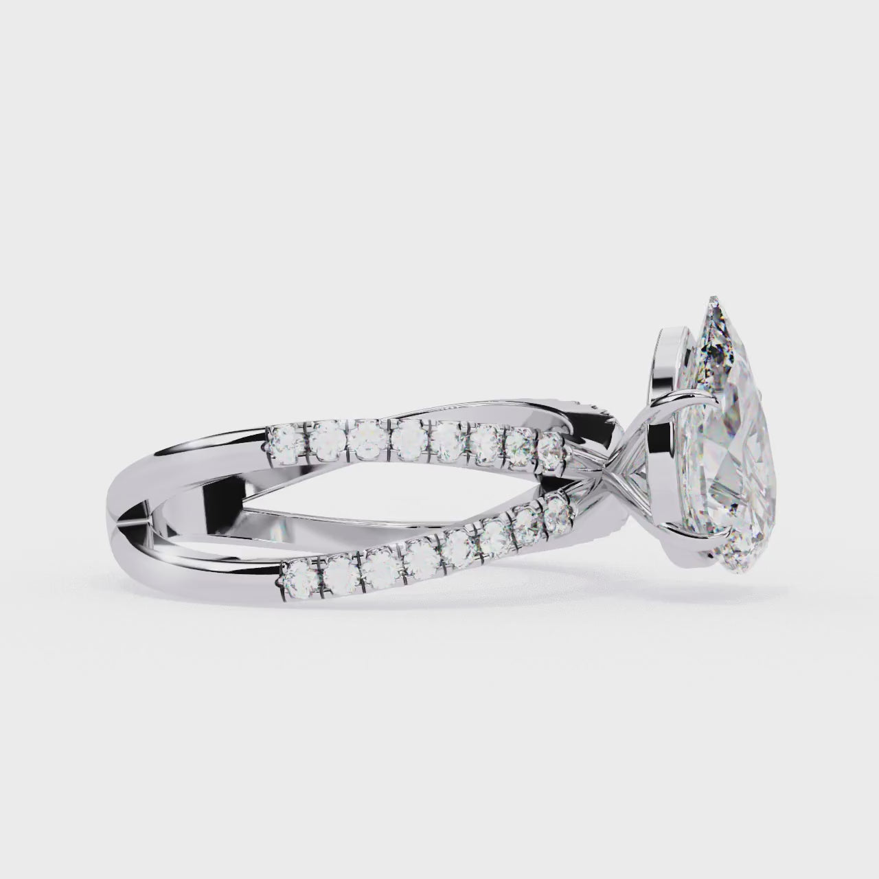 1.50ct Pear Cut Lab-Grown Diamond Ring | Pavé Gallery & Pavé Shank | VR260045