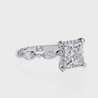 2.00ct Princess Cut Lab-Grown Diamond Ring | Pavé Halo & Marquise Diamond Shank | VR260060