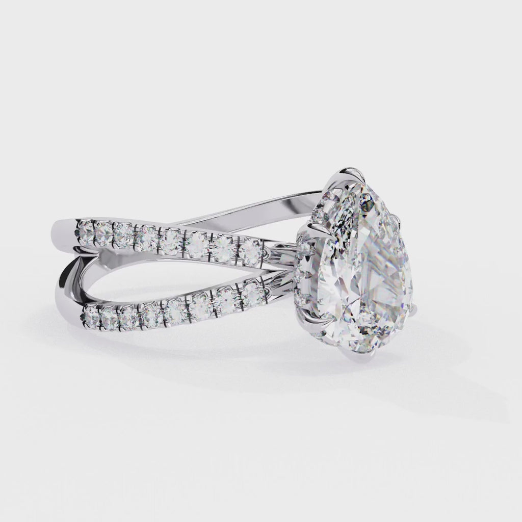 1.80ct Pear Cut Lab-Grown Diamond Ring | Pavé Gallery & Pavé Shank | VR260033