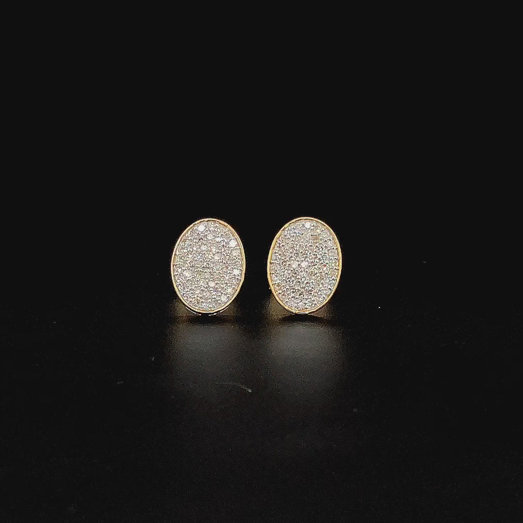 Oval Pavé Stud Earrings - Gold-Plated (Vermeil) Lab-Grown Diamonds | VE232307