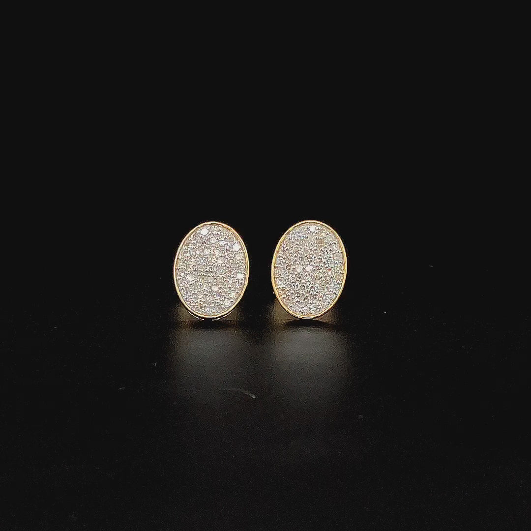Oval Pavé Stud Earrings - Gold-Plated (Vermeil) Lab-Grown Diamonds | VE232307