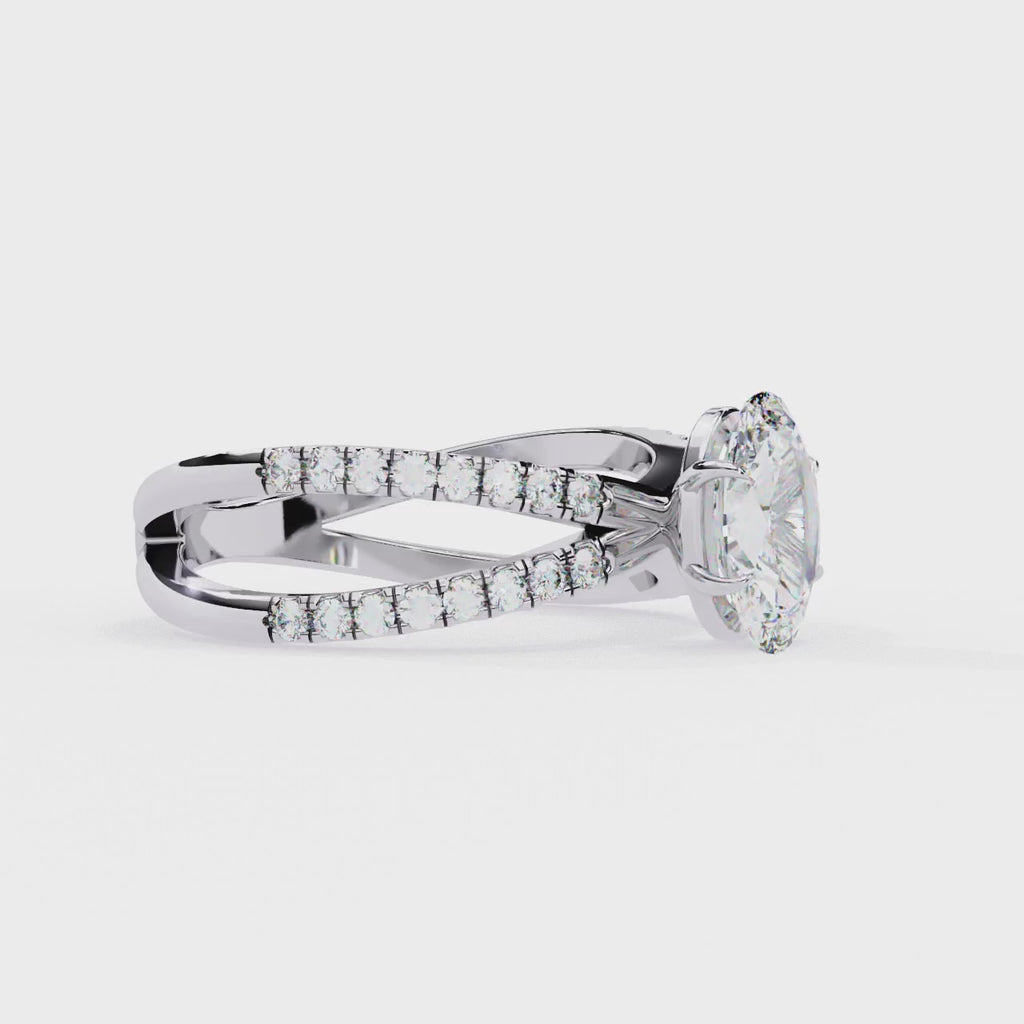 1.20ct Oval Cut Lab-Grown Diamond Ring | Pavé Gallery & Pavé Shank | VR260042