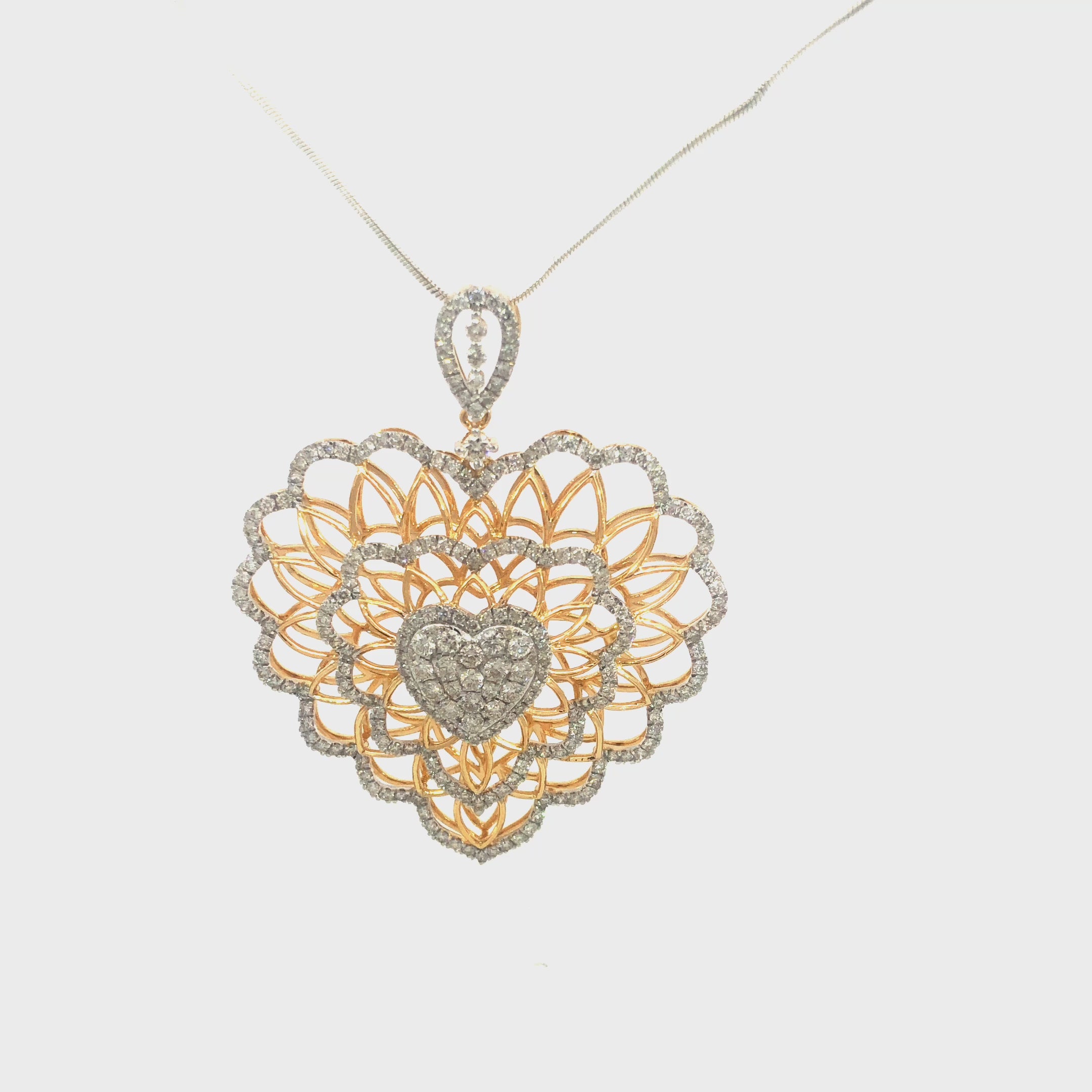 Two-Tone Floral Medallion Pendant - Gold-Plated (Vermeil) Lab-Grown Diamonds | VP220249