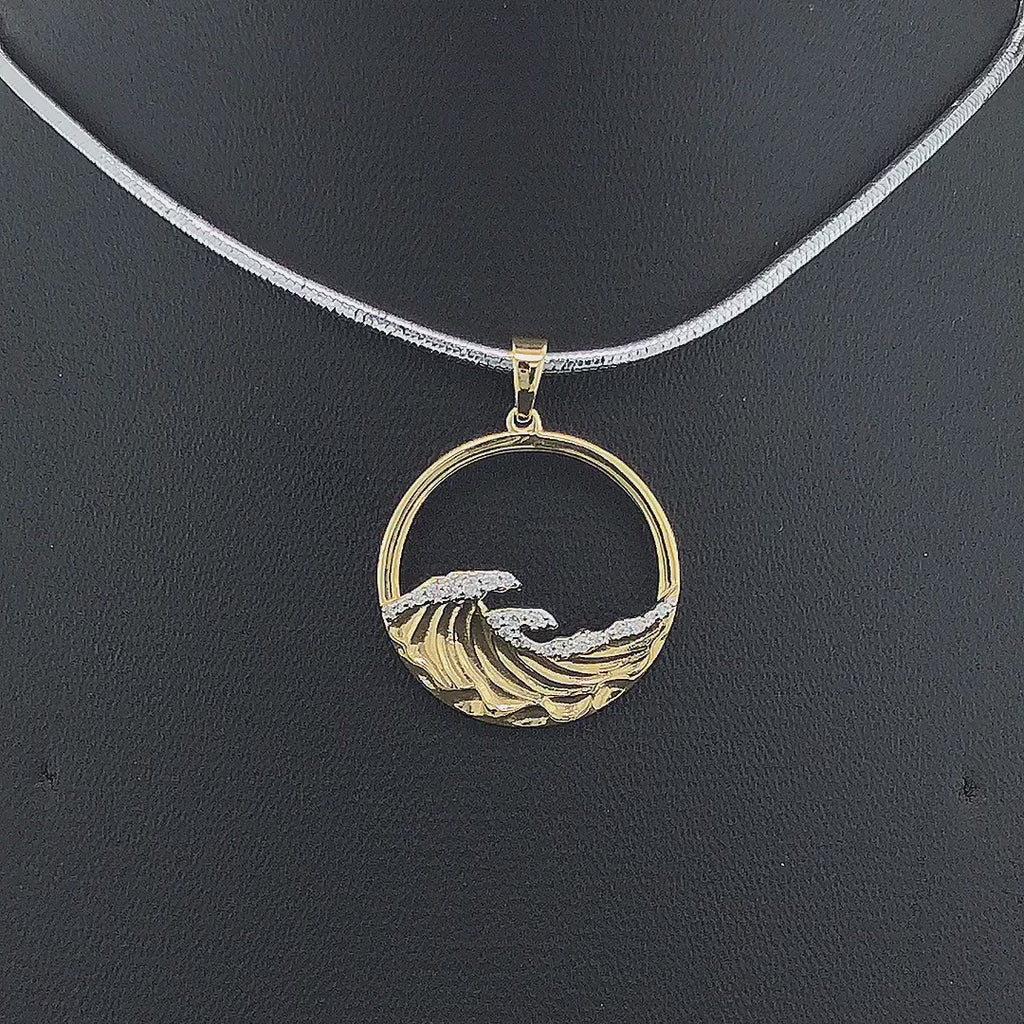 Ocean Wave Circle Pendant - Gold-Plated (Vermeil) Lab-Grown Diamonds | VP250340