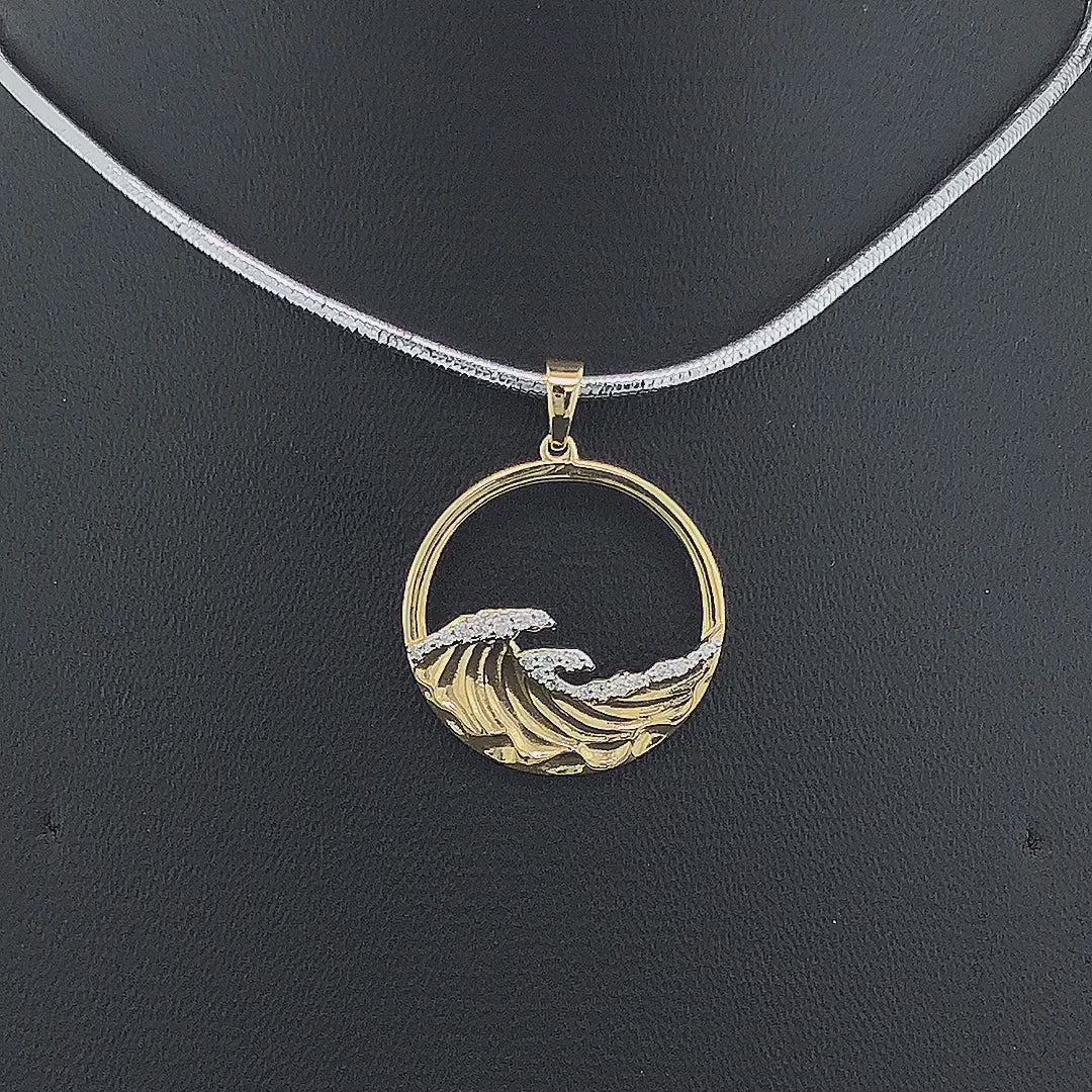 Ocean Wave Circle Pendant - Gold-Plated (Vermeil) Lab-Grown Diamonds | VP250340