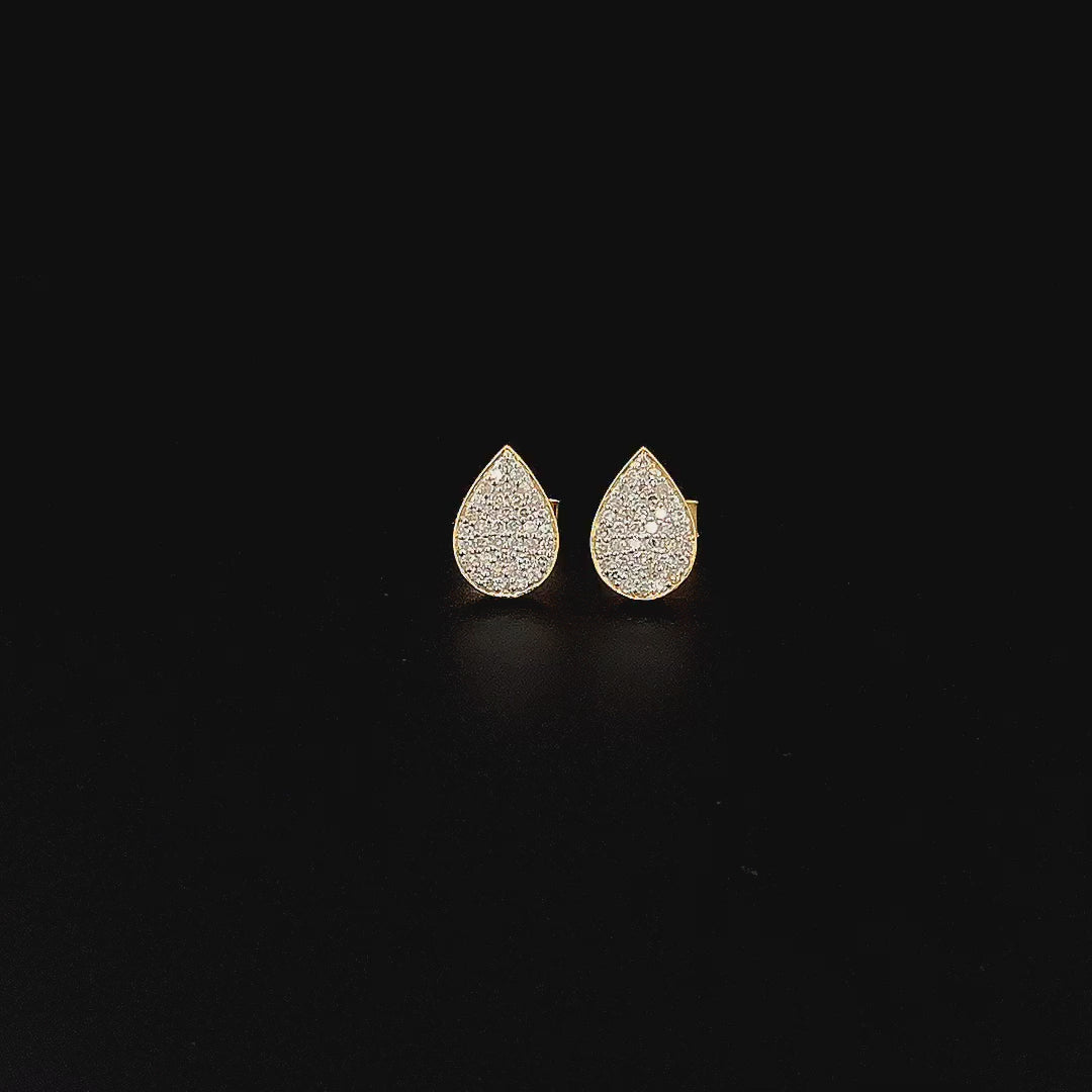 Pear-Shaped Pavé Stud Earrings - Gold-Plated (Vermeil) Lab-Grown Diamonds | VE232300