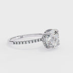 3.25ct Cushion Cut Lab-Grown Diamond Engagement Ring | Hidden Pavé Gallery & Diamond Shank