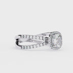 1.75ct Cushion Cut Lab-Grown Diamond Ring | Pavé Halo & Pavé Shank | VR260052