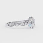 1.20ct Oval Cut Lab-Grown Diamond Ring | Vintage Milgrain Art Deco Diamond Shank | VR260025