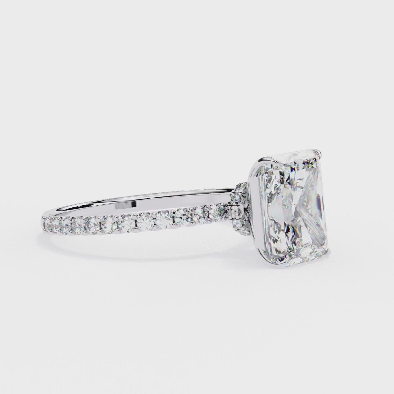 3.00ct Radiant Cut Lab-Grown Diamond Engagement Ring | Pavé Diamond Shank | 18K Yellow Gold | VR260019