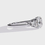 Cushion-Cut Lab-Grown Diamond Three-Stone Ring | Straight Baguette Sides & Plain Shank | VR260075