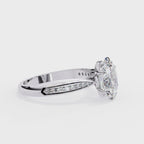 Oval-Cut Lab-Grown Diamond Solitaire Ring | Pavé Bridge & Pavé Shank | VR260093