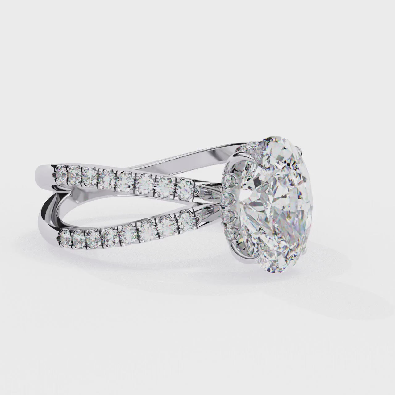 1.20ct Oval Cut Lab-Grown Diamond Ring | Pavé Gallery & Pavé Shank | VR260032