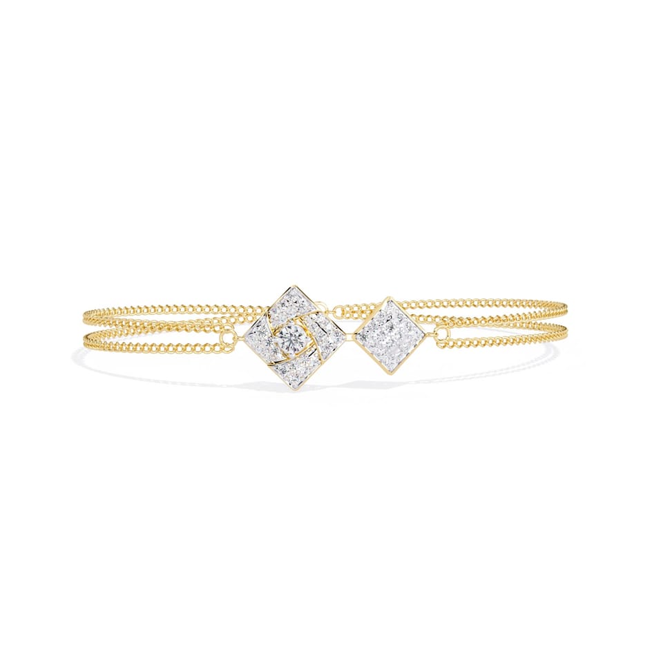 Laboratory-Grown Diamond Kite Cluster Bracelet, 0.54 ct total in yellow gold, front view