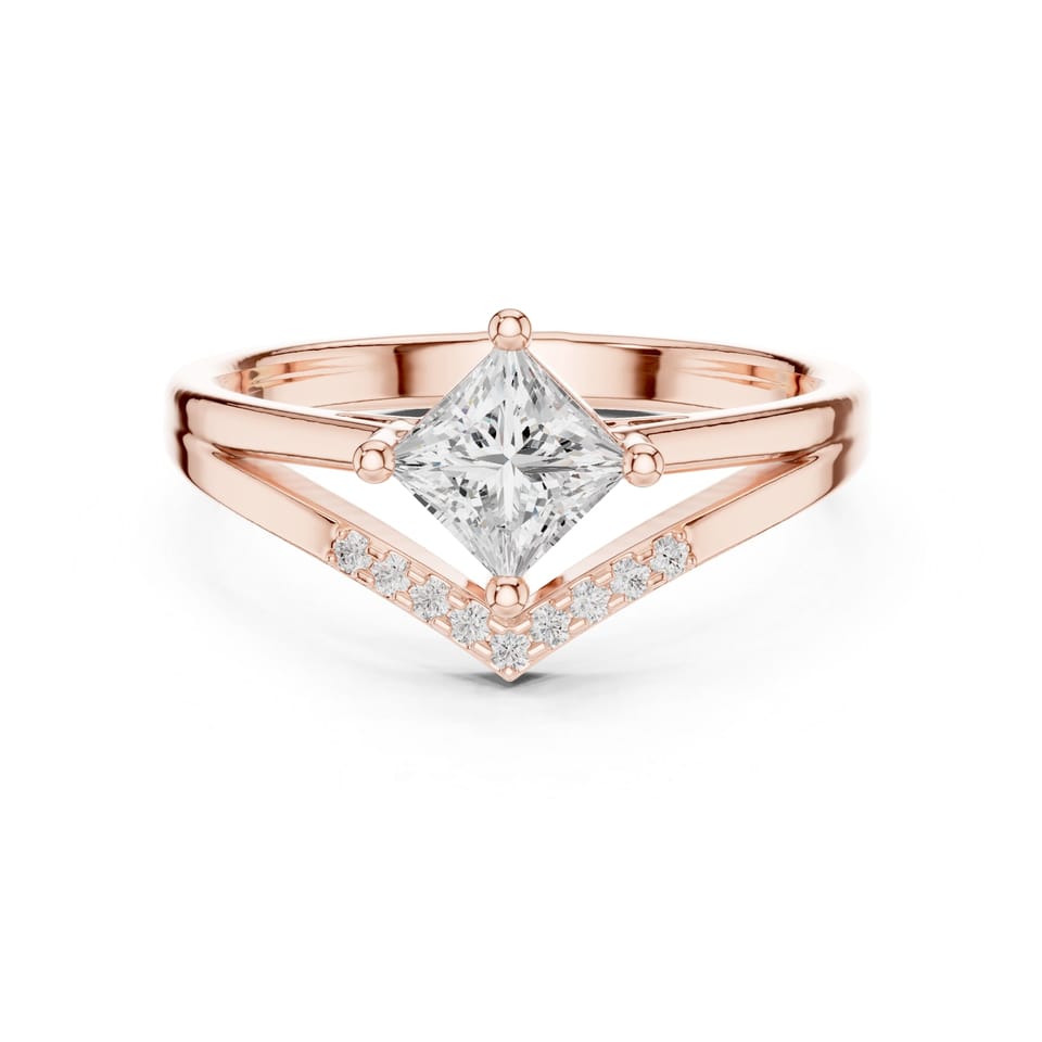 Princess Laboratory-Grown Diamond Kite Solitaire Engagement Ring, 0.57 ct in rose gold