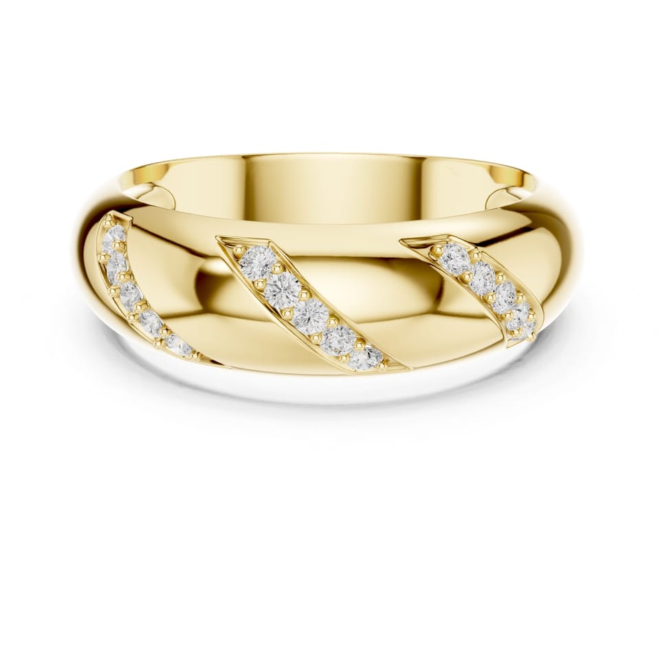 Laboratory-Grown Diamond Men's Striped Band, 0.13 ct total in yellow gold, front view