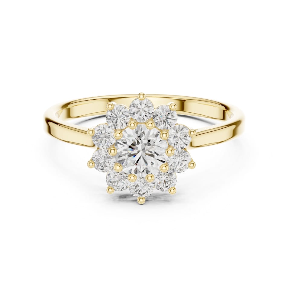 Laboratory-Grown Diamond Daisy Cluster Ring, 0.40 ct in yellow gold, front view