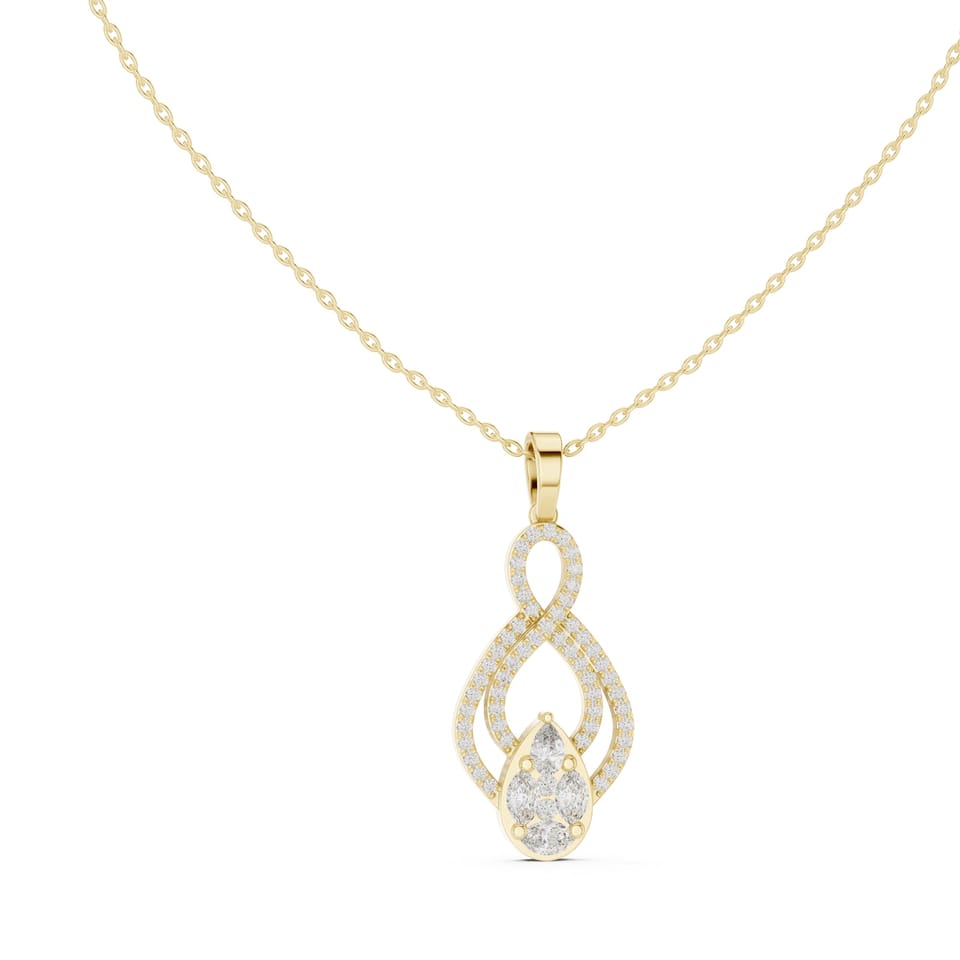 Laboratory-Grown Diamond Infinity Twist Pendant, 1.08 ct total in yellow gold, front view