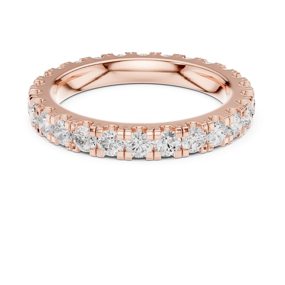 Round Laboratory-Grown Diamond Full Eternity Wedding Band, 1.56 ct total in rose gold, front view