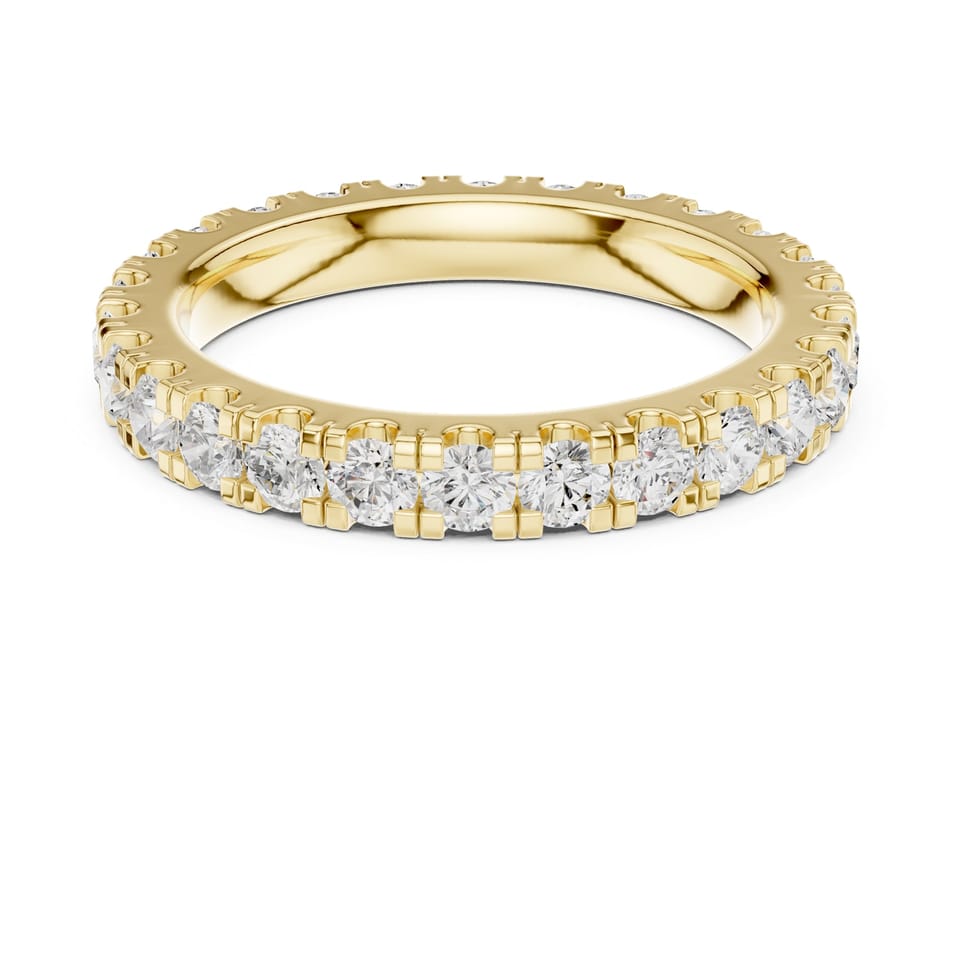 Round Laboratory-Grown Diamond Full Eternity Wedding Band, 1.56 ct total in yellow gold, front view