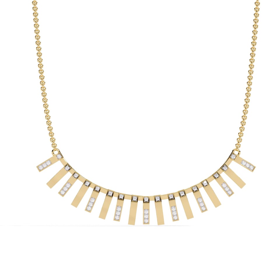Laboratory-Grown Diamond Fringe Bar Necklace, 0.29 ct total in yellow gold, front view
