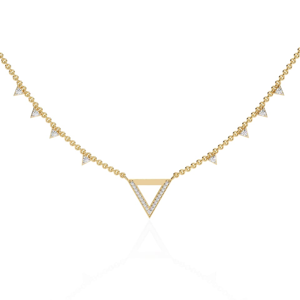Laboratory-Grown Diamond Open Triangle Station Necklace, 0.34 ct total in yellow gold, picture 1 of 3