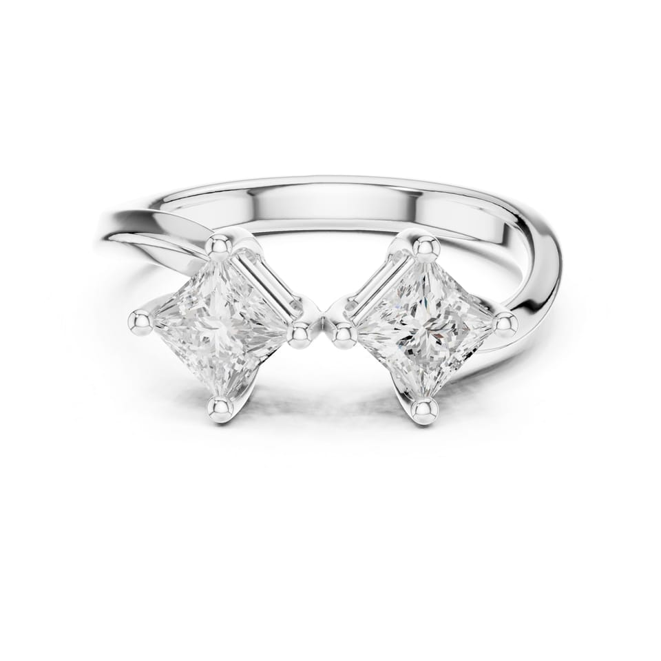 Princess Laboratory-Grown Diamond Toi et Moi Engagement Ring, 0.87 ct total in white gold, front view