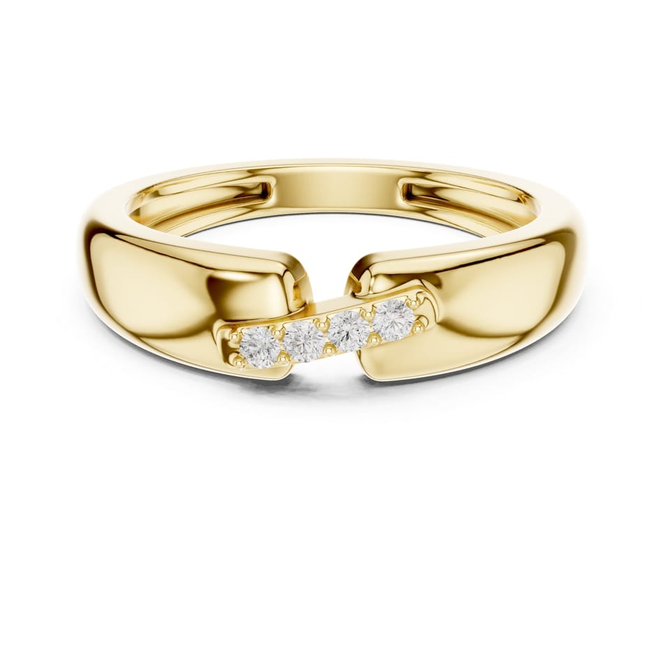 Laboratory-Grown Diamond Men's Split Band, 0.07 ct total in yellow gold, front view