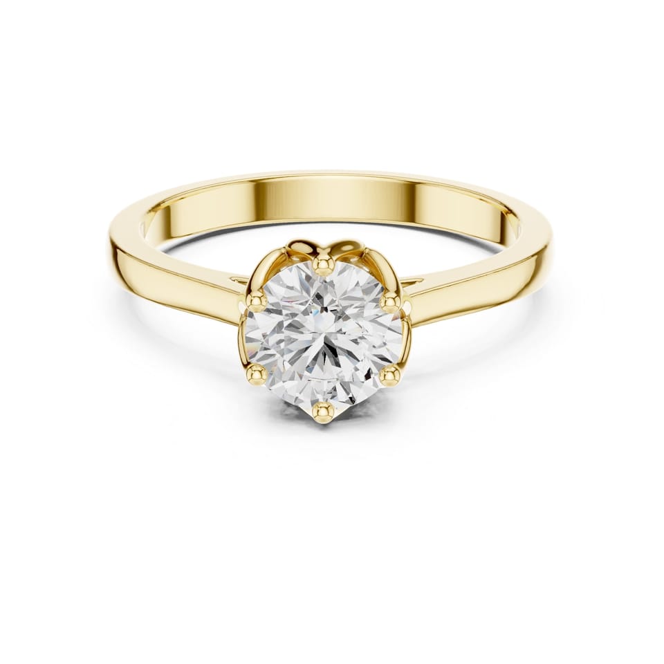 Round Laboratory-Grown Diamond Solitaire Engagement Ring, 0.85 ct in yellow gold, front view