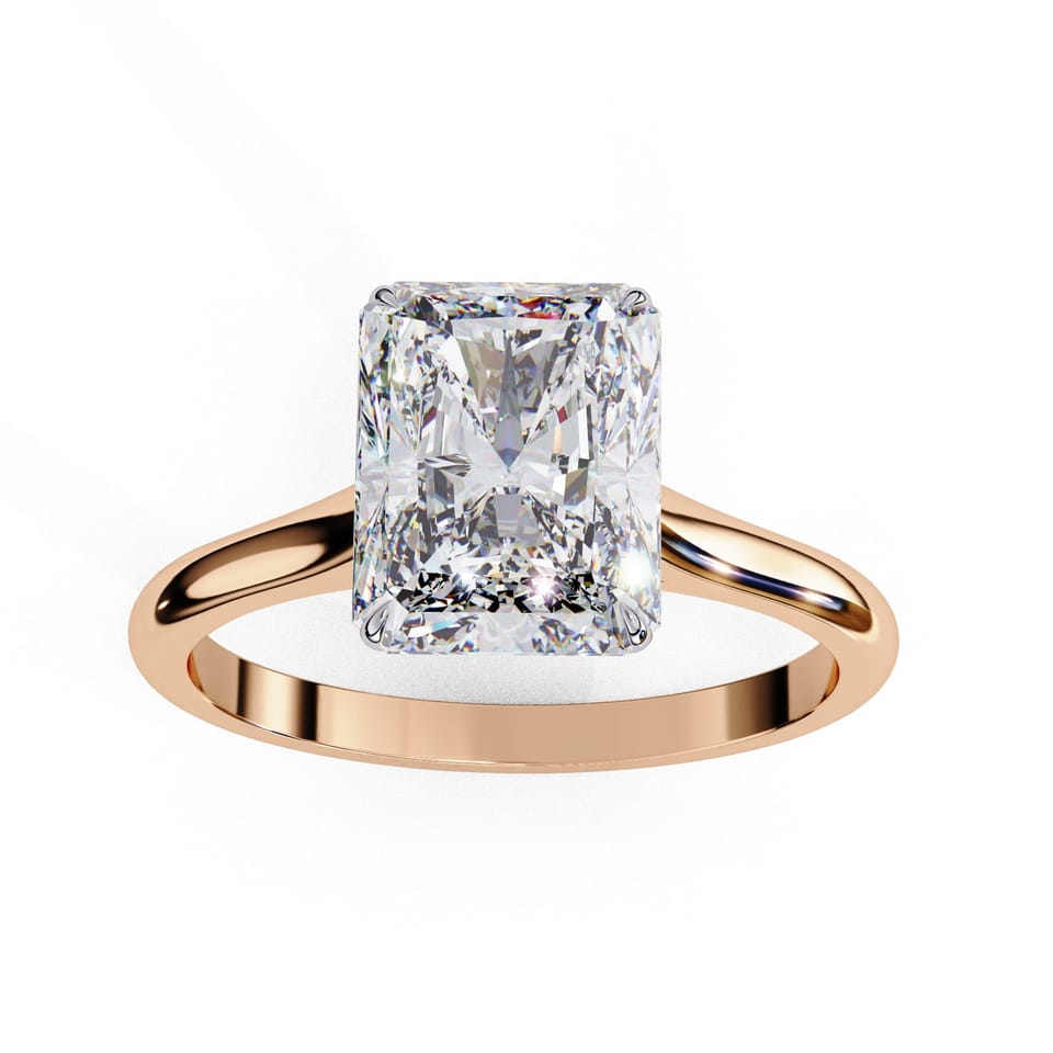 Radiant-Cut Laboratory-Grown Diamond Solitaire Engagement Ring, 2.94 ct in rose gold