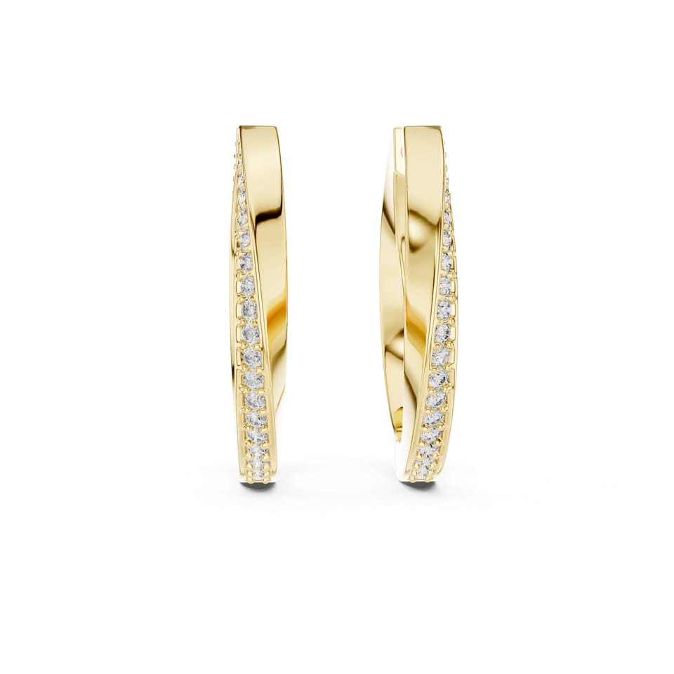 Laboratory-Grown Diamond Twisted Pavé Hoop Earrings, 0.38 ct total in yellow gold, front view