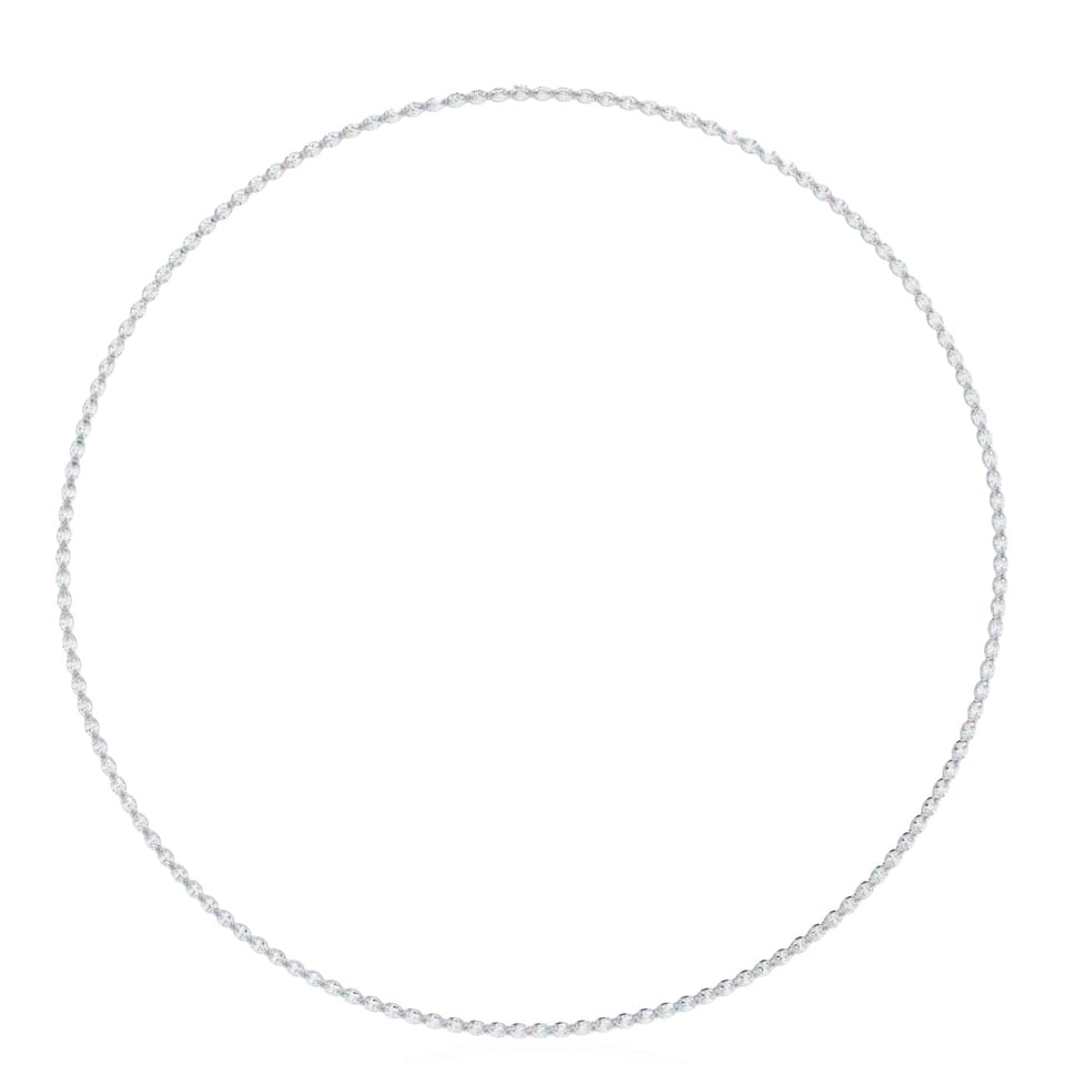 Oval Laboratory-Grown Diamond East-West Tennis Necklace, 6.20 ct total in white gold, view 3 of 4