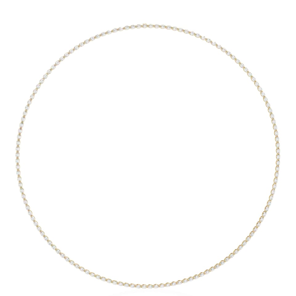 Oval Laboratory-Grown Diamond East-West Tennis Necklace, 6.20 ct total in yellow gold, view 3 of 4