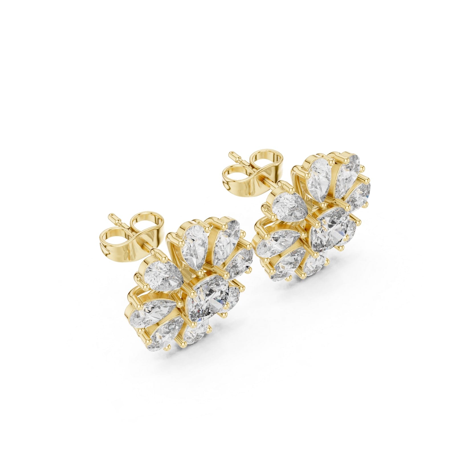 Pear Lab Grown Diamond Daisy Cluster Stud Earrings 3.40 Ct Total