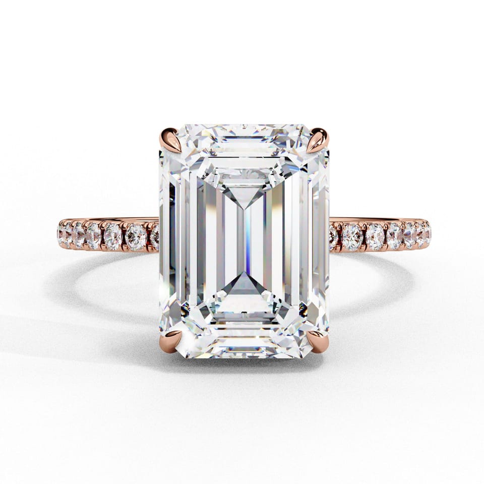 Emerald-Cut Laboratory-Grown Diamond Solitaire Engagement Ring, 2.56 ct in rose gold