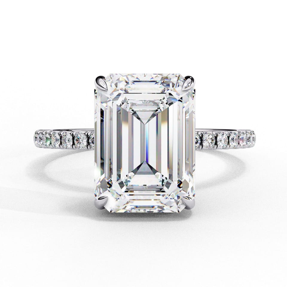 Emerald-Cut Laboratory-Grown Diamond Solitaire Engagement Ring, 2.56 ct in white gold