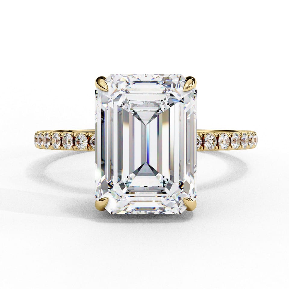 Emerald-Cut Laboratory-Grown Diamond Solitaire Engagement Ring, 2.56 ct in yellow gold