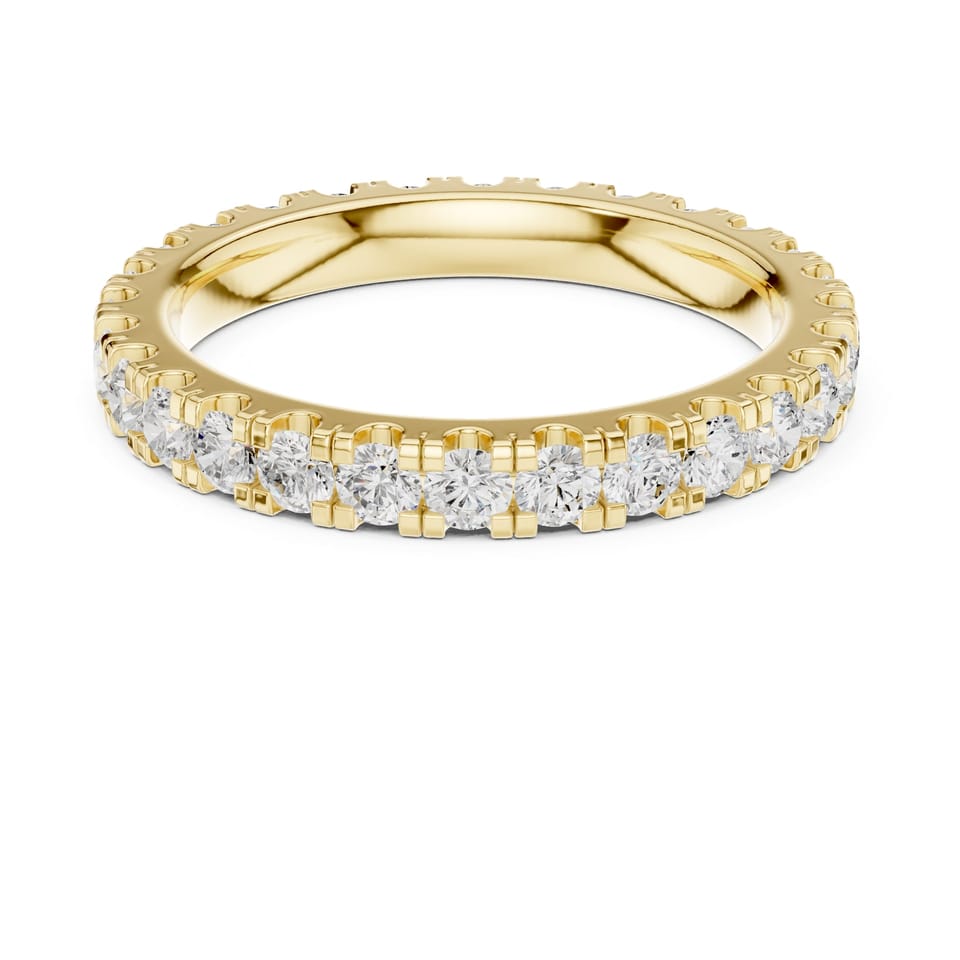 Round Laboratory-Grown Diamond Full Eternity Wedding Band, 1.26 ct total in yellow gold, front view