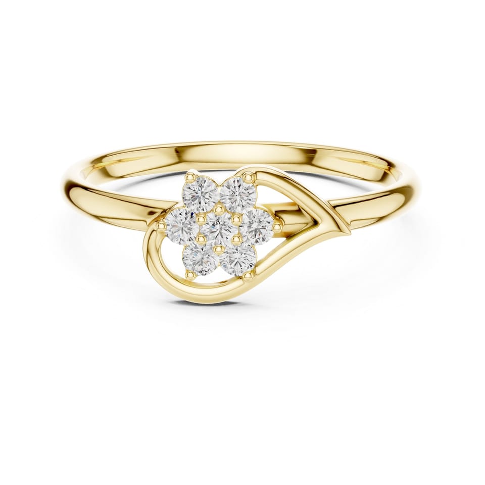 Laboratory-Grown Diamond Flower Swirl Ring, 0.10 ct total in yellow gold, front view