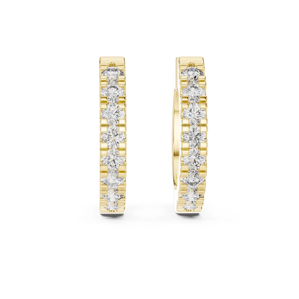Laboratory-Grown Diamond Pavé Huggie Hoop Earrings, 0.24 ct total in yellow gold, front view