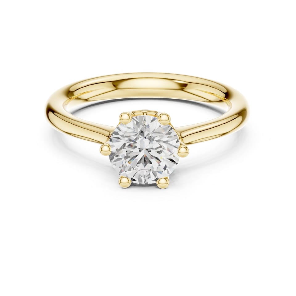 Round Laboratory-Grown Diamond Solitaire Engagement Ring, 1.10 ct in yellow gold, front view