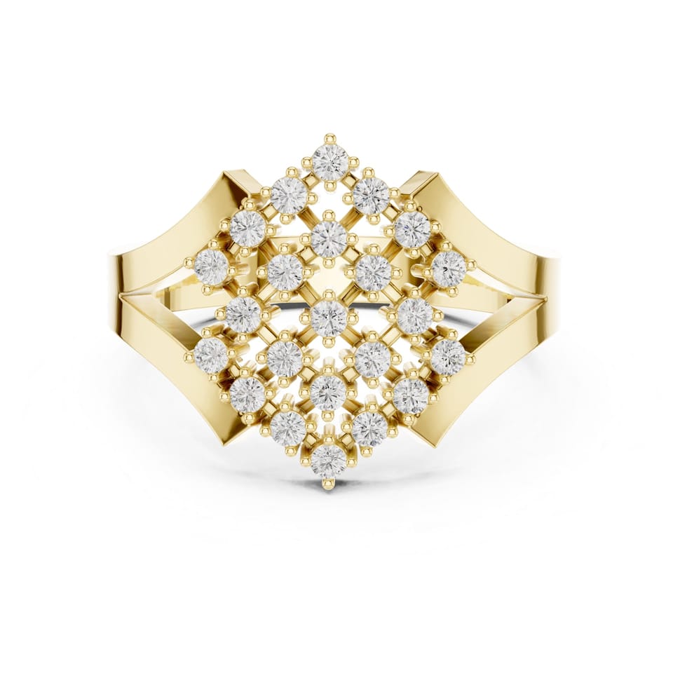 Laboratory-Grown Diamond Lattice Cocktail Ring, 0.41 ct total in yellow gold, front view